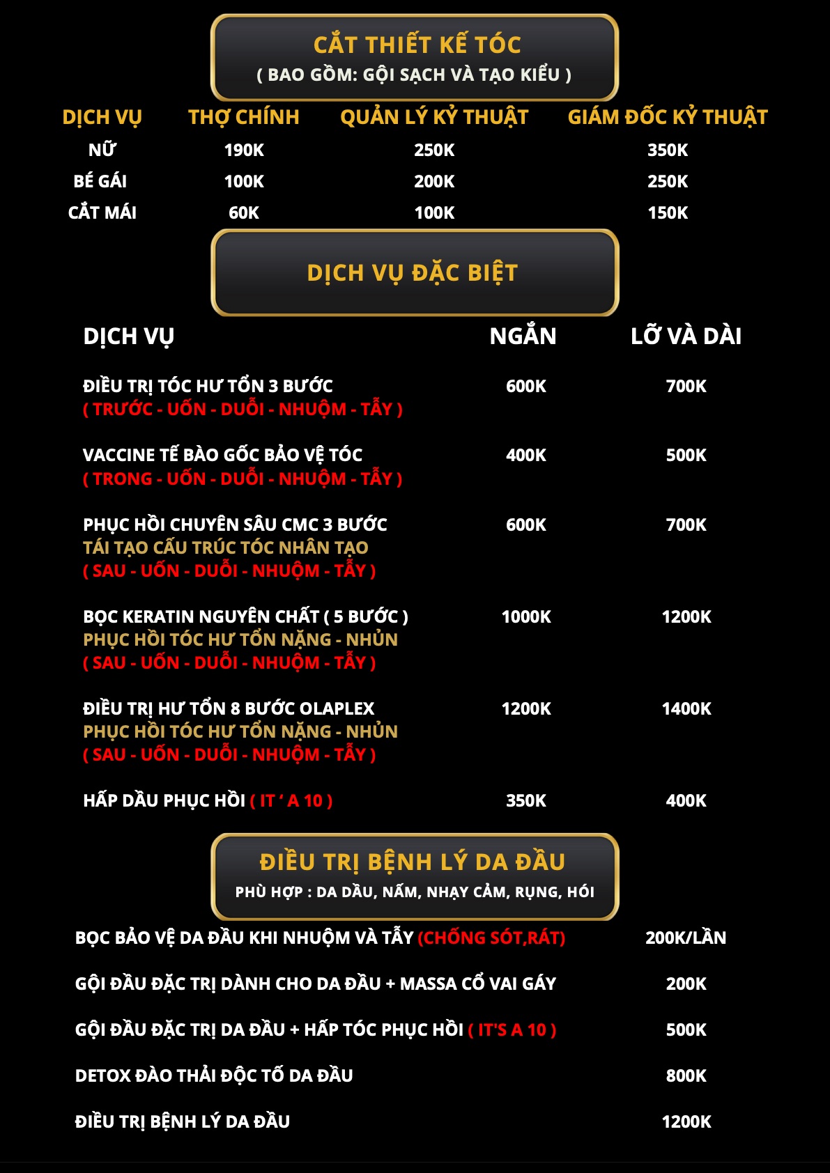 Bảng giá A Vòong Hair Salon — trang 3
