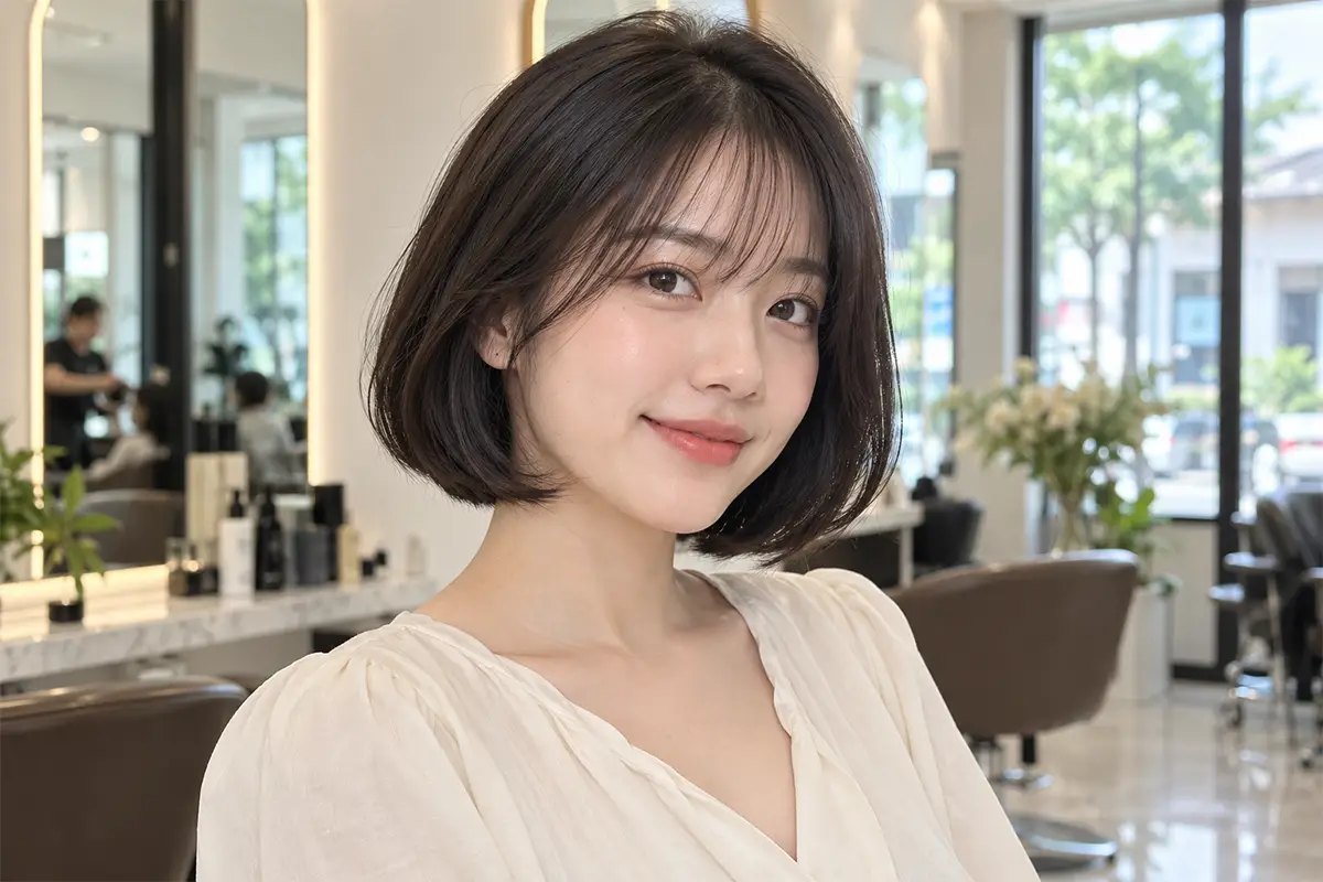 1. Tóc lob ngang vai uốn cụp