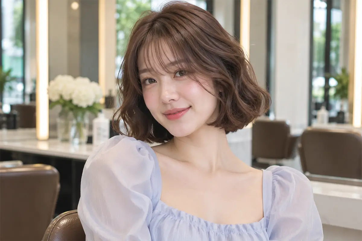 2. Tóc bob xoăn nhẹ Hàn Quốc