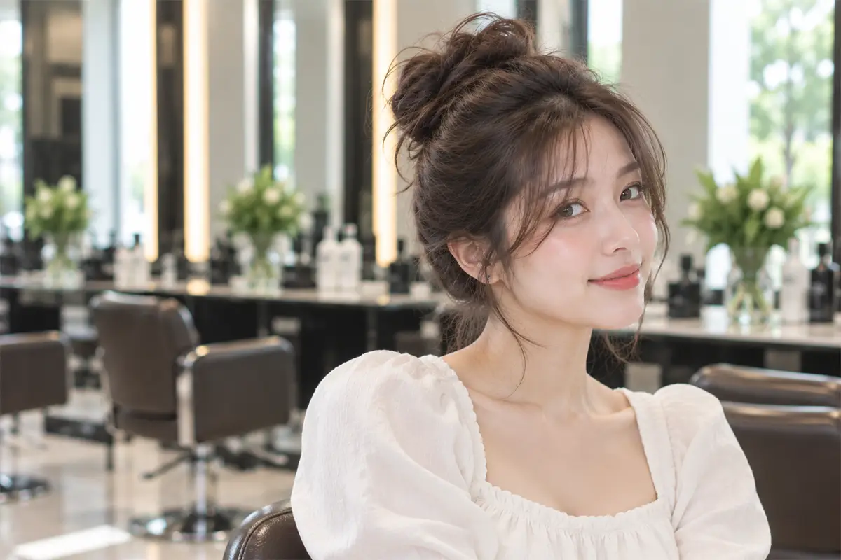 2. Tóc búi cao messy bun trẻ trung