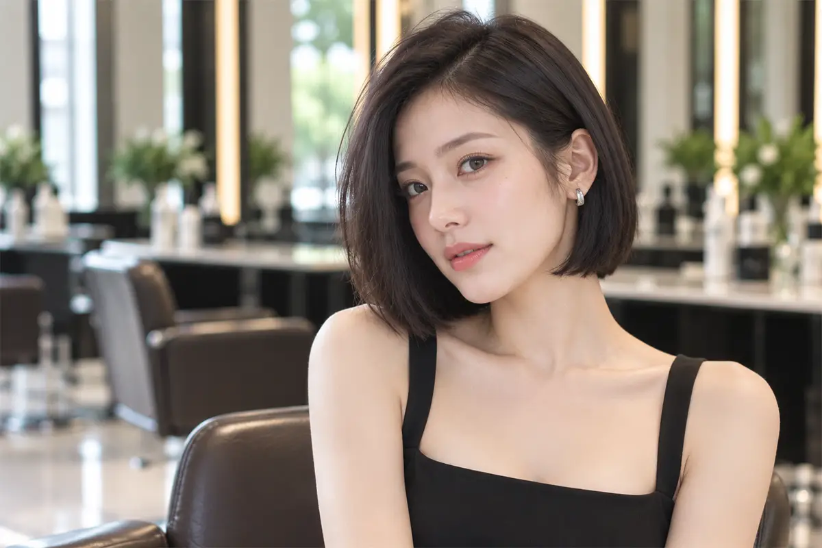 3. Tóc bob thẳng rẽ ngôi lệch
