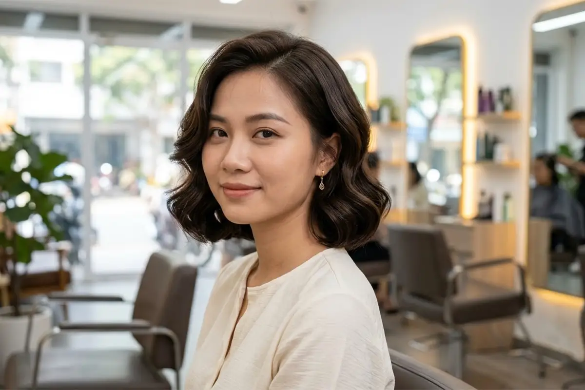 4. Tóc ngắn uốn chữ S
