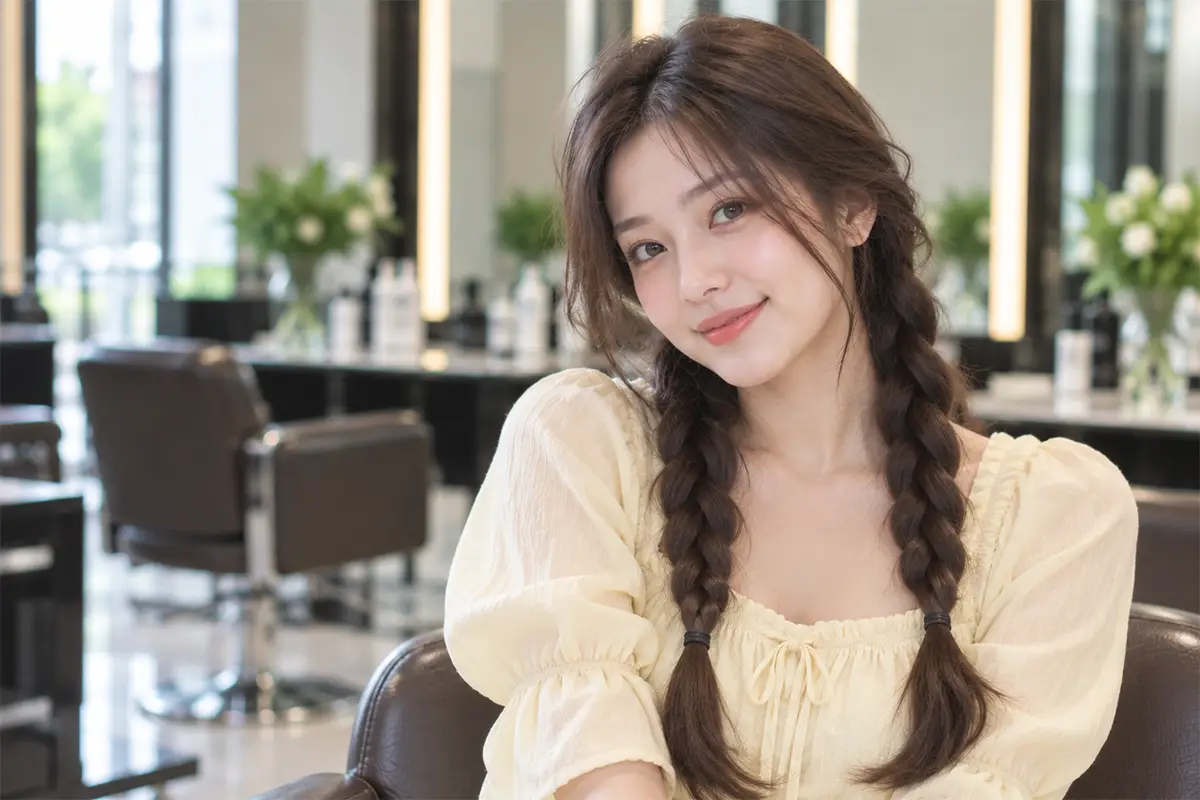 5. Tóc tết hai bên dễ thương