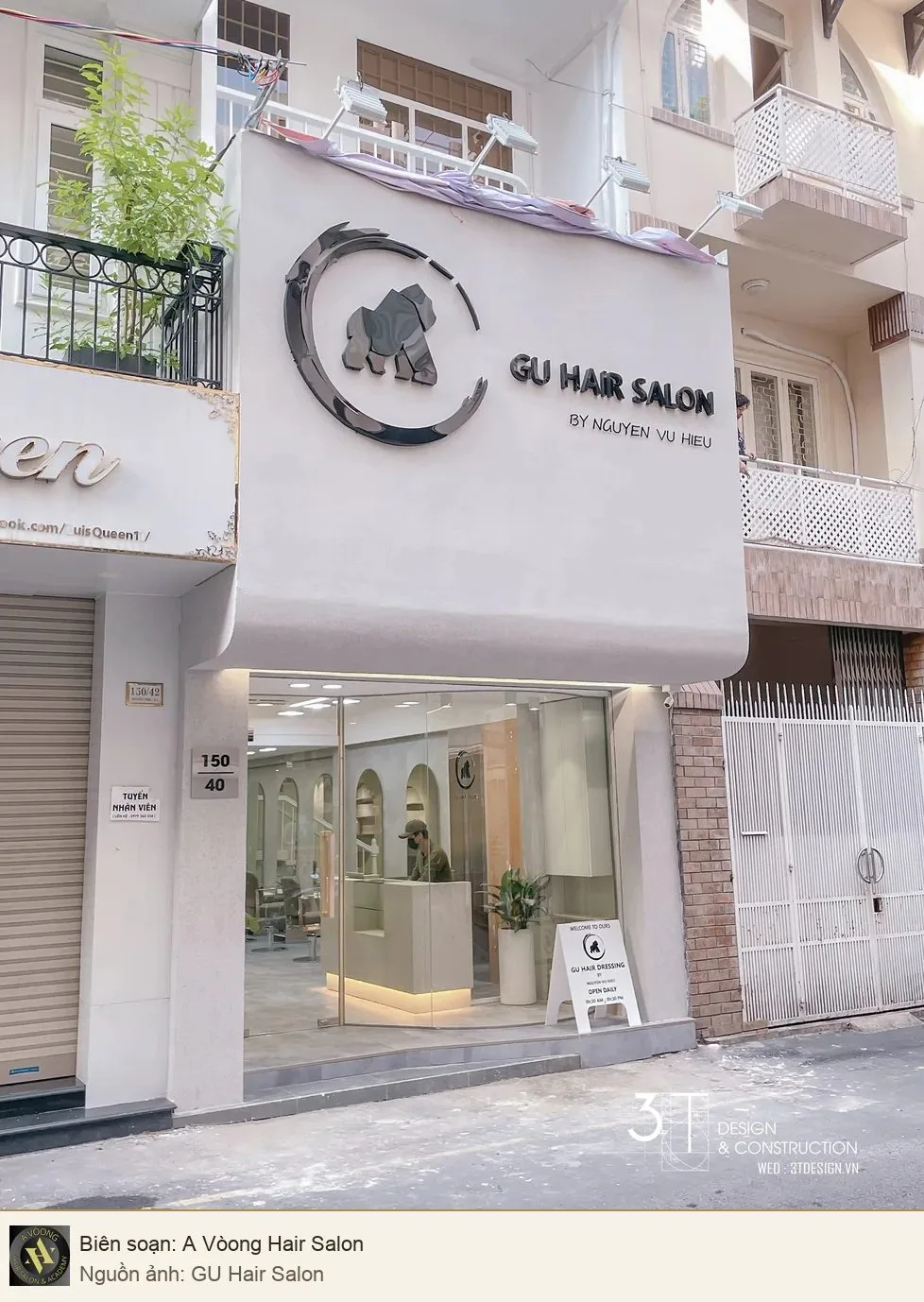 Mặt tiền GU Hair Salon với số nhà 150/40 Nguyễn Trãi