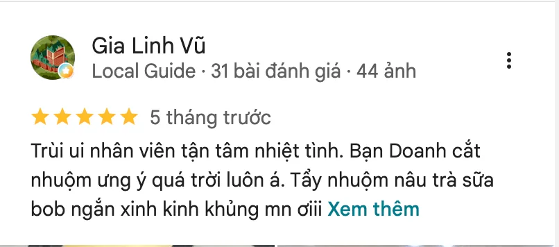Đánh giá dịch vụ cắt tóc của khách tại A Vòong Hair Salon Tân Phú (2)