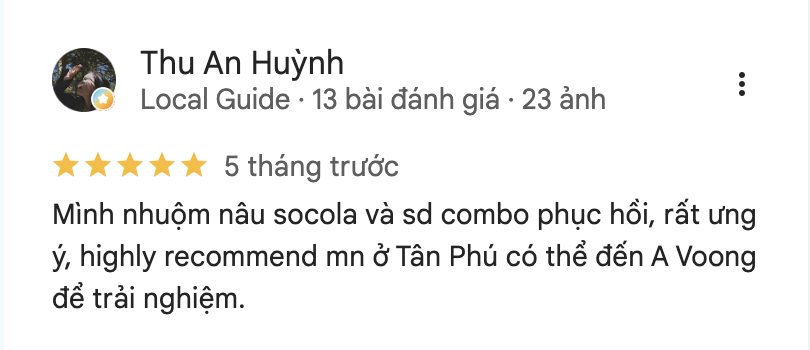 Đánh giá dịch vụ uốn tóc & duỗi tóc của khách tại A Vòong Hair Salon Tân Phú (2)
