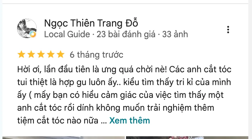 Đánh giá dịch vụ cắt tóc của khách tại A Vòong Hair Salon Tân Phú (1)