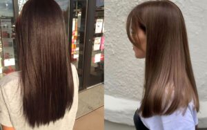 Tóc dài thằng tự nhiên màu nâu mocha