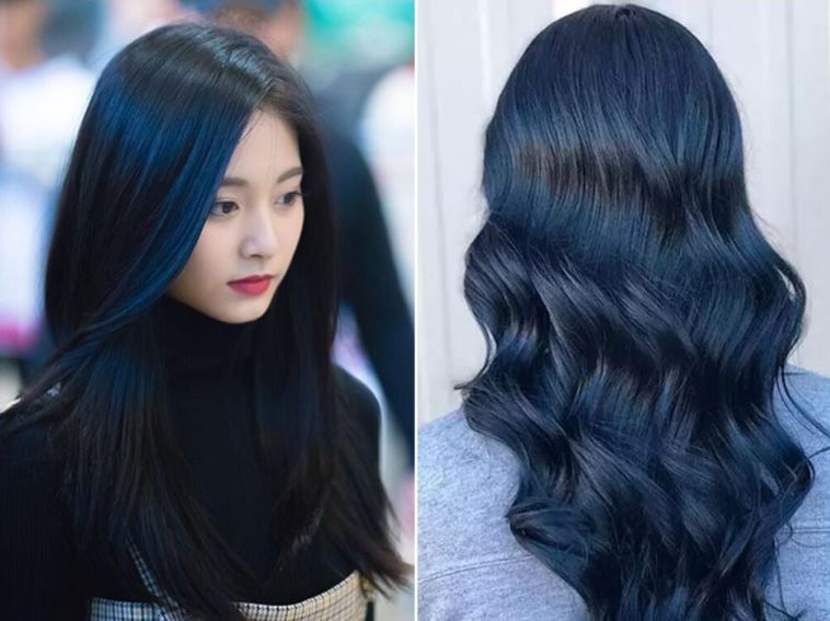 nhuộm tóc màu xanh than