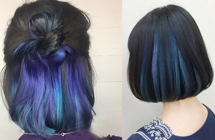 tóc ngắn layer xanh than